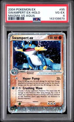 2004 POKEMON EX TEAM MAGMA VS TEAM AQUA #95 SWAMPERT EX-HOLO PSA 4 - Image 1
