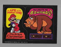 1982 Nintendo Donkey Kong Sticker Card You Drive Me Bananas! Ape over - Mario - Image 1