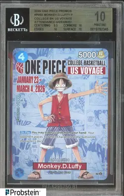 2026 One Piece Promos College Basketball US Voyage #P055 Monkey.D.Luffy BGS 10 - Image 1