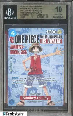 2026 One Piece Promos College Basketball US Voyage #P055 Monkey.D.Luffy BGS 10 - Image 1