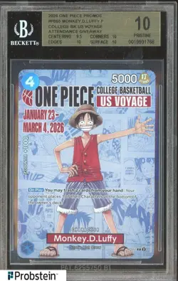 2026 One Piece Promos College Basketball US Voyage #P055 Monkey.D.Luffy BGS 10 - Image 1