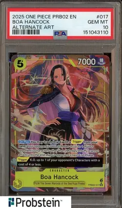 2025 One Piece PRB02 EN #017 Boa Hancock Alternate Art PSA 10 GEM MINT - Image 1