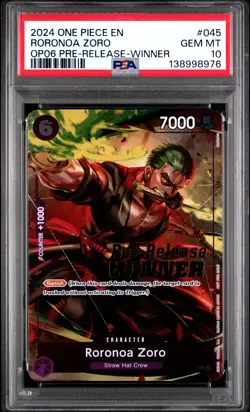 2024 One Piece Promos Roronoa Zoro Op06 Pre-Release-Winner PSA 10 #045 - Image 1