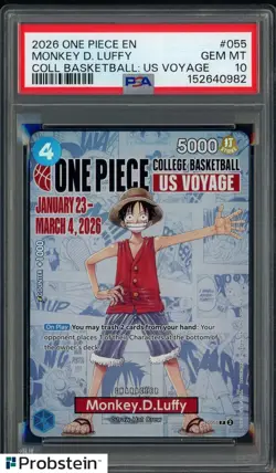 2026 One Piece EN College Basketball US Voyage #055 Monkey D Luffy PSA 10 - Image 1