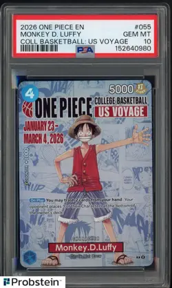 2026 One Piece EN College Basketball US Voyage #055 Monkey D Luffy PSA 10 - Image 1