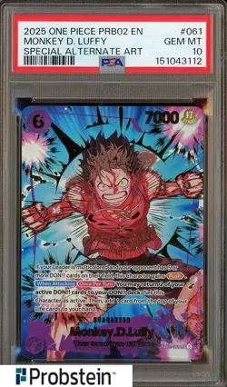 2025 One Piece PRB02 EN #061 Monkey.D.Luffy Special Alternate Art PSA 10 - Image 1