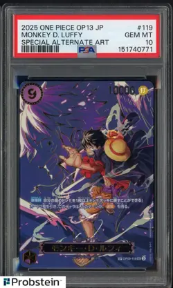2025 One Piece OP13 JPN Special Alternate Art #119 Monkey D Luffy PSA 10 - Image 1
