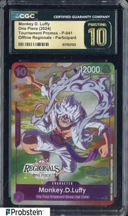 2024 One Piece Tournament Promos Offline Regionals Monkey D. Luffy CGC 10 - Image 1