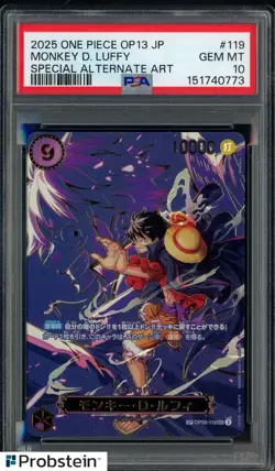 2025 One Piece OP13 JPN Special Alternate Art #119 Monkey D Luffy PSA 10 - Image 1