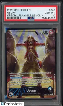 2025 One Piece EN Official Playmat Vol.3 #042 USOPP PSA 10 GEM MINT - Image 1