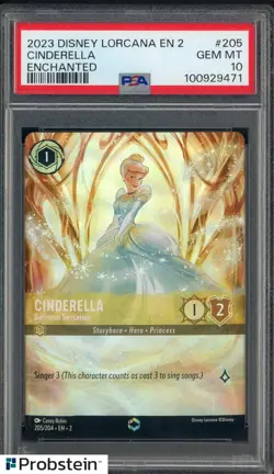 2023 Disney Lorcana EN 2 Enchanted #205 Cinderella PSA 10 GEM MINT - Image 1
