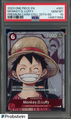 2023 One Piece EN Premium Card Coll 25th Ed #001 Monkey D. Luffy PSA 10 - Image 1