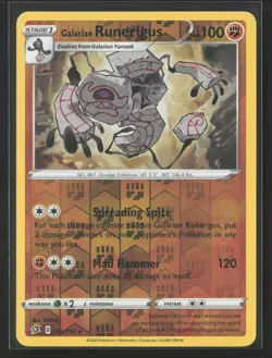Galarian Runerigus Rare SWSH02: Rebel Clash 102/192 NM Pokemon Card Reverse Holo - Image 1