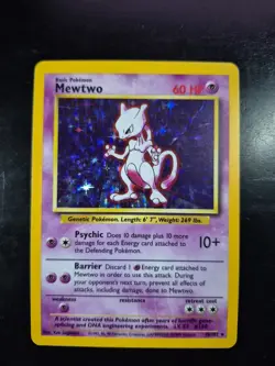 Pokemon Mewtwo TCG Base Set Holo Unlimited Rare Card 10/102 LP Condition - Image 1