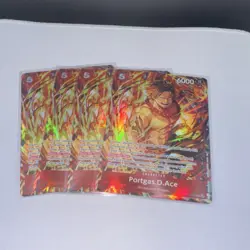 Bandai One Piece OP02 Portgas D. Ace OP02-005 Holo Card Lot (4 Cards) - Image 1