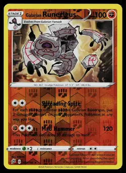 Pokemon Card Rebel Clash Galarian Runerigus 102/192 Rare Reverse Holo - Image 1