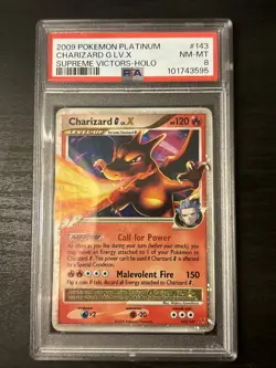 PSA 8 Nm/mint Charizard G LV.X 2009 Supreme Victors 143/147 Holo Pokemon Card - Image 1