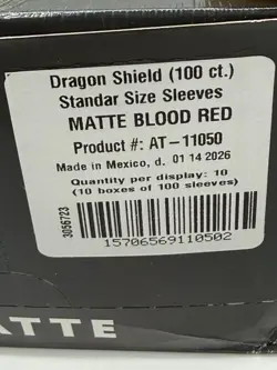 Lot of 50 Dragon Shield Matte Blood Red Card Sleeves 100ct Pack Standard Size - Image 2