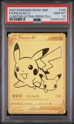 2021 Pokemon Celebrations Ultra Premium Collection Gold Pikachu V 145 PSA 10 - Image 3