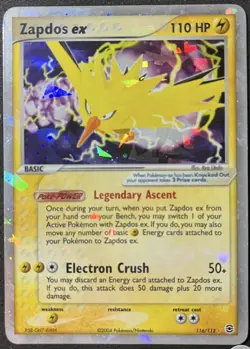 Pokemon Zapdos ex 116/112 EX FireRed & LeafGreen Secret Rare Holo Card (LP/MP) - Image 1