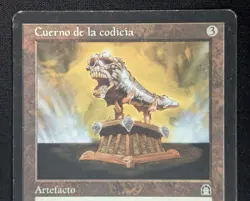 MTG SPANISH Horn of Greed- DAMAGED -Stronghold Magic the Gathering Card #135 - Image 3
