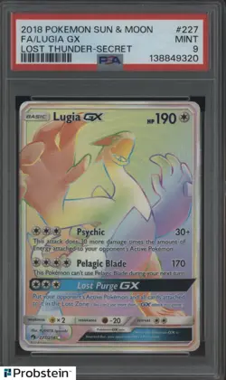2018 Pokemon S & M Lost Thunder Secret #227 Lugia Gx FA PSA 9 MINT - Image 1