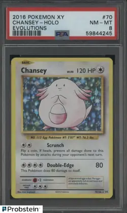 2016 Pokemon XY Evolutions #70 Chansey Holo PSA 8 NM-MT - Image 1
