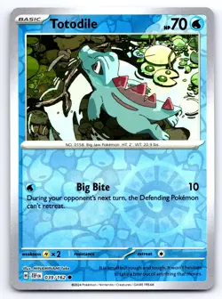 Pokemon Totodile SV05: Temporal Forces TEF Common Reverse Holofoil 039/162 NM - Image 1