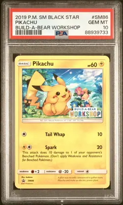 Build a Bear Pokemon Card Pikachu SM86 Promo Trading Card TCG PSA 10 Graded - Image 1