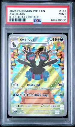 2025 Pokemon WHT EN White Flare Zweilous Illustration Rare #147 PSA 9 MINT - Image 1