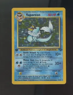 1999 Pokemon Jungle 1st Edition #12 Vaporeon Holo Rare - Image 1