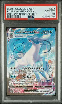 PSA 10 Calyrex VMAX (#203) / 2021 Pokemon Sword & Shield Chilling Reign - Image 1