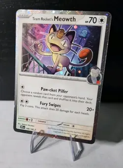 Pokemon TCG Team Rockets Meowth Cosmos Holo Fat Swirl 149/182 Destined Rivals NM - Image 2