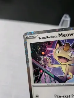 Pokemon TCG Team Rockets Meowth Cosmos Holo Fat Swirl 149/182 Destined Rivals NM - Image 4