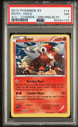 2015 POKEMON XY ANCIENT ORIGINS #14 ENTEI-HOLO PSA 7 - Image 1