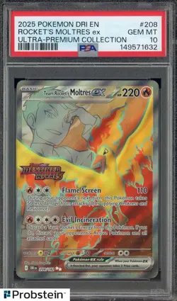 2025 Pokemon DRI EN #208 Rocket's Moltres Ex Ultra Rare PSA 10 GEM MINT - Image 1