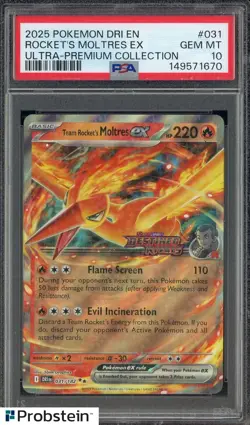 2025 Pokemon DRI EN Ultra Premium Collection #031 Rocket's Moltres Ex PSA 10 - Image 1