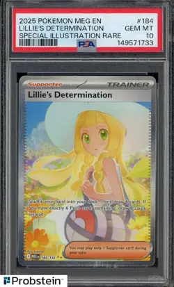 2025 Pokemon Meg En #184 Lillie's Determination Special Illustration Rare PSA 10 - Image 1