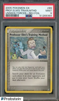 2005 Pokemon EX Unseen Forces Reverse Foil Professor Elm's Training Method PSA 9 - Image 1