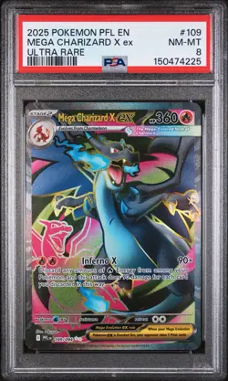 2025 POKEMON PFL EN-PHANTASMAL FLAMES ULTRA RARE #109 MEGA CHARIZARD X EX PSA 8 - Image 1