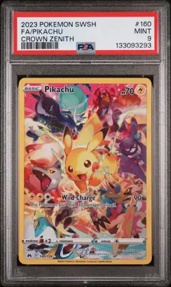 2023 POKEMON SWORD & SHIELD CROWN ZENITH #160 FULL ART/PIKACHU PSA 9 - Image 1