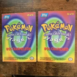 Pokemon TCG Topps Blue Logo E5 E6 Charmeleon Charizard 1999 Vintage MP - Image 2