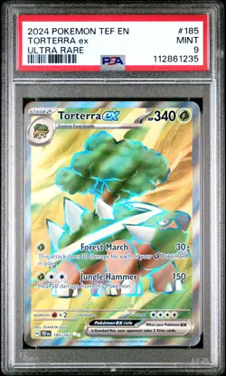2024 POKEMON TEF EN-TEMPORAL FORCES ULTRA RARE #185 TORTERRA EX PSA 9 - Image 1