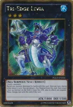 Yugioh! LP Tri-Edge Levia - PGLD-EN026 - Gold Secret Rare - Unlimited Edition Li - Image 1