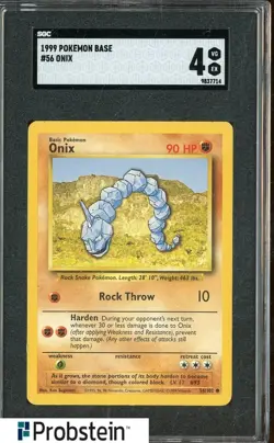 1999 Pokemon Game Base #56 Onix SGC 4 VG-EX - Image 1