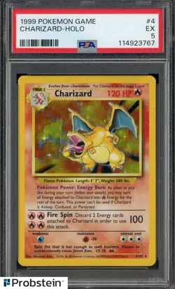 1999 Pokemon Game Base Set #4 Charizard Holo PSA 5 EX - Image 1