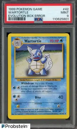 1999 Pokemon Game Evolution Box Error #42 Wartortle PSA 9 MINT - Image 1