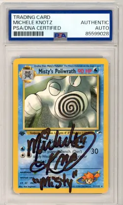 PSA Michele Knotz Signed Misty's Poliwrath 031/132 Gym Heroes Regular Pokemon - Image 1