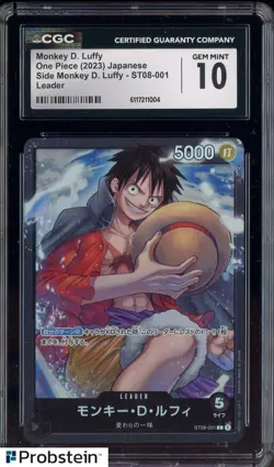 2023 One Piece Japanese ST08-001 Monkey D Luffy Leader CGC 10 GEM MINT - Image 1