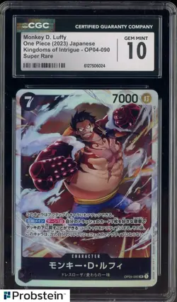 2023 One Piece Japanese Kingdoms of Intrigue OP04-090 Monkey D Luffy SR CGC 10 - Image 1